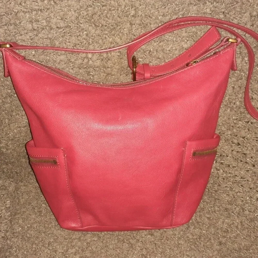 FOSSIL EMERSON Hobo-Red Pebbled Leather-NWT